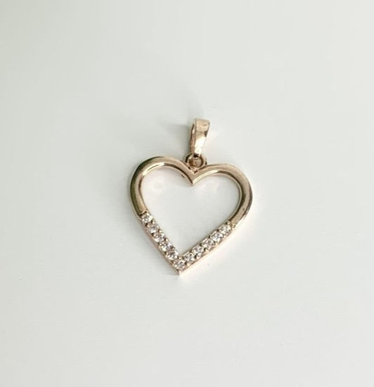 Image sur Pendentif cœur en or rose avec zircons cubiques