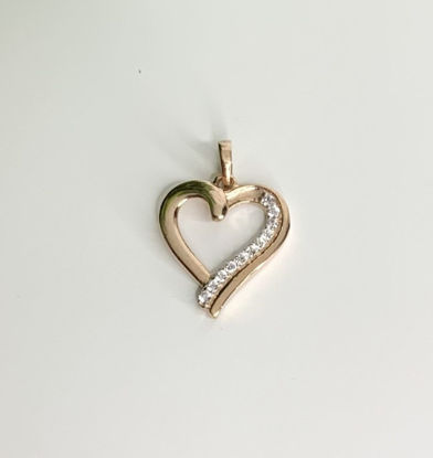 Image de Pendentif cœur en or rose avec zircons cubiques
