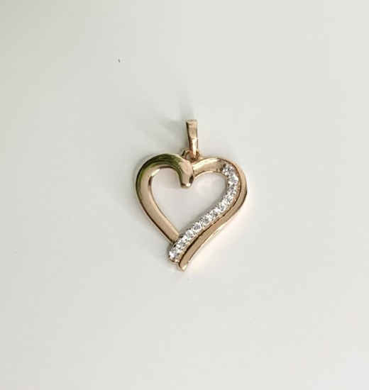 Image sur Pendentif cœur en or rose avec zircons cubiques