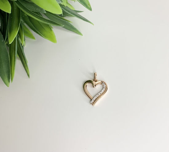 Image sur Pendentif cœur en or rose avec zircons cubiques