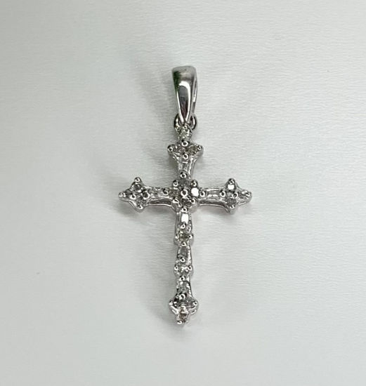 Image sur Pendentif croix en or blanc avec diamants