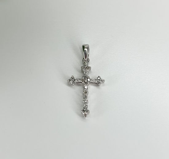 Image sur Pendentif croix en or blanc avec diamants