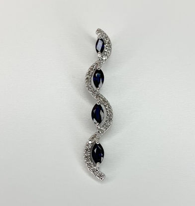 Image de Pendentif en or blanc avec saphirs et diamants