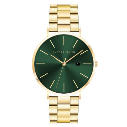 Image de Montre pour homme verte et or Alfred Sung - ASM-0060