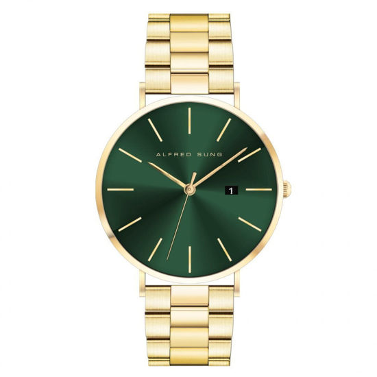 Image sur Montre pour homme verte et or Alfred Sung - ASM-0060