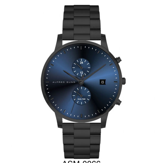 Image sur Montre pour homme bleue et noire Alfred Sung - ASM-0066
