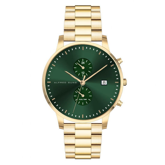 Image sur Montre pour homme verte et or Alfred Sung - ASM-7022
