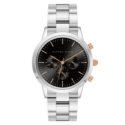 Image de Montre pour homme argent et noire Alfred Sung - ASM-0129