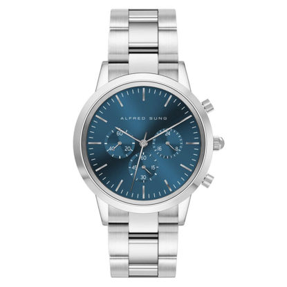 Image de Montre pour homme argent et bleue Alfred Sung - ASM-0128