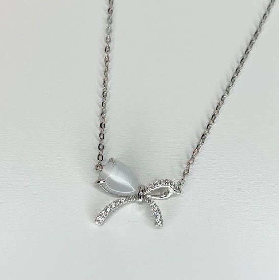 Image sur Collier en argent 925 avec oeil de chat et zircons cubiques
