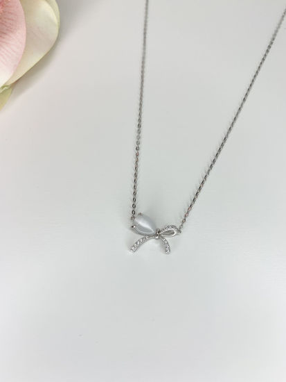 Image sur Collier en argent 925 avec oeil de chat et zircons cubiques