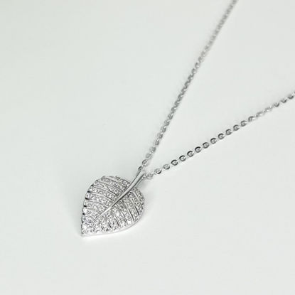 Image de Collier en argent 925 feuille avec zircons cubiques