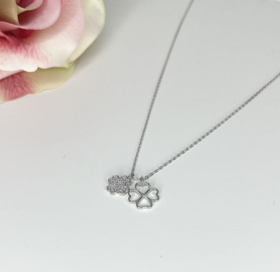 Image sur Collier en argent 925 trèfles avec zircons cubiques