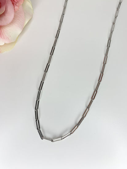 Image sur Chaîne paperclip 16'' en argent 925