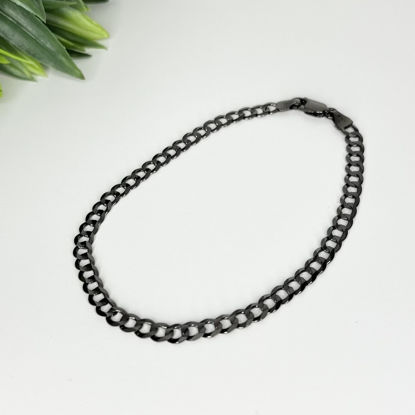Image de Bracelet Gourmette en or 10KT avec rhodium noir