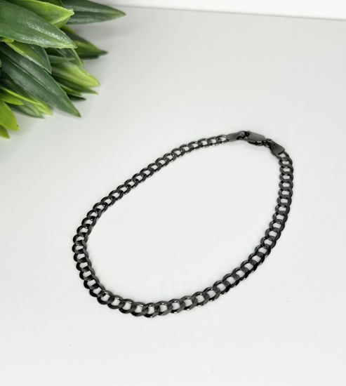 Image sur Bracelet Gourmette en or 10KT avec rhodium noir