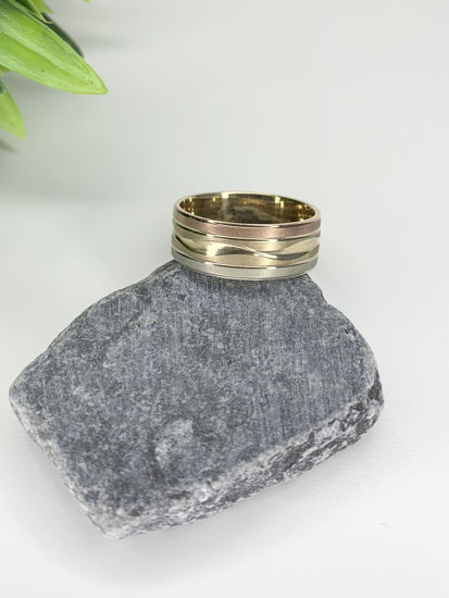 Image sur Jonc confort en or jaune, blanc et rose 10KT