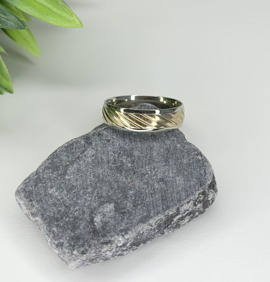Image sur Jonc confort en or jaune et blanc 10KT
