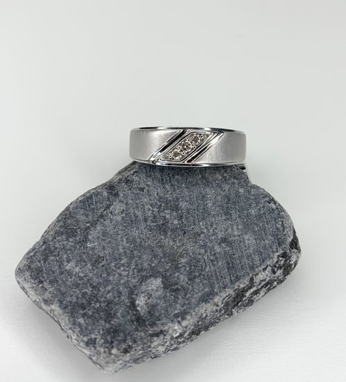 Image sur Jonc en or blanc 10KT avec trois diamants