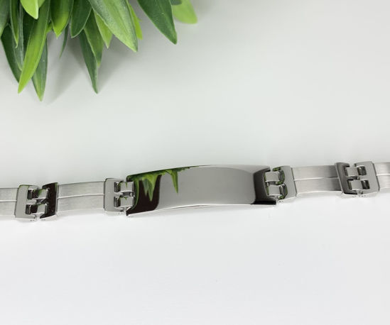 Image sur Bracelet semi-rigide avec plaque en acier inoxydable 8 1/4" - BID100