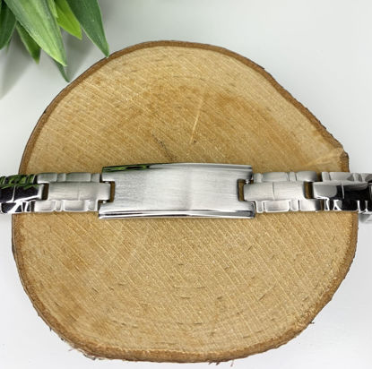 Image de Bracelet semi-rigide avec plaque en acier inoxydable 8" - BID583