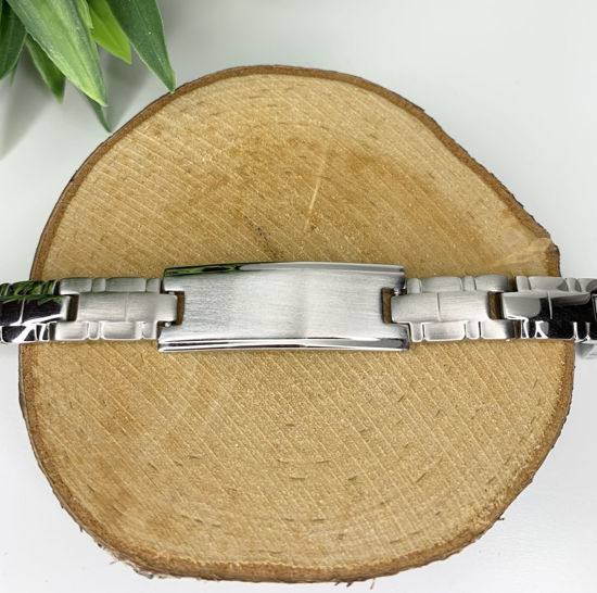 Image sur Bracelet semi-rigide avec plaque en acier inoxydable 8" - BID583