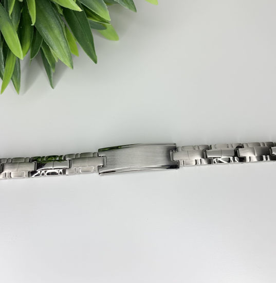 Image sur Bracelet semi-rigide avec plaque en acier inoxydable 8" - BID583