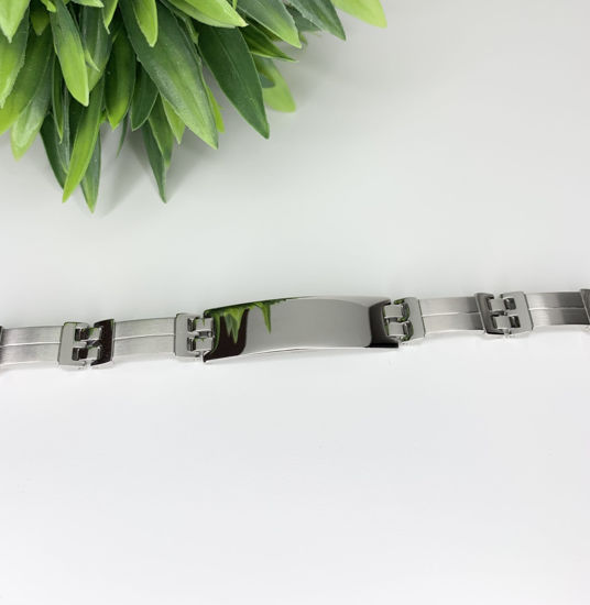 Image sur Bracelet semi-rigide avec plaque en acier inoxydable 8 1/4" - BID100