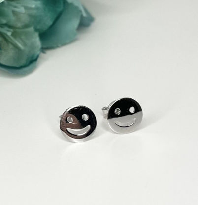 Image de Boucles d'oreilles en or blanc 10KT bonhomme sourire