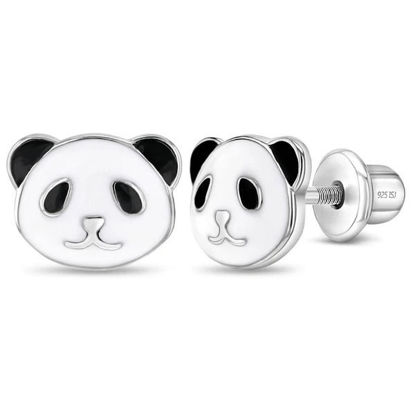 Image de Boucles d'oreilles Panda en argent 925