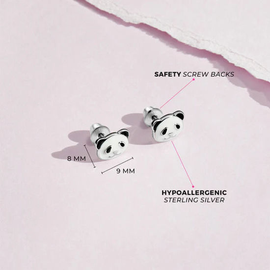 Image sur Boucles d'oreilles Panda en argent 925