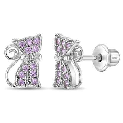 Image de Boucles d'oreilles Chat en argent 925