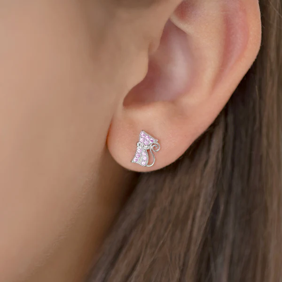 Image sur Boucles d'oreilles Chat en argent 925