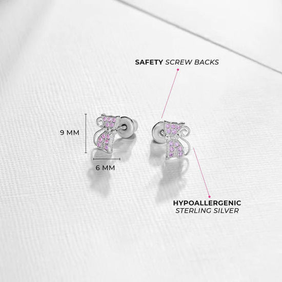 Image sur Boucles d'oreilles Chat en argent 925