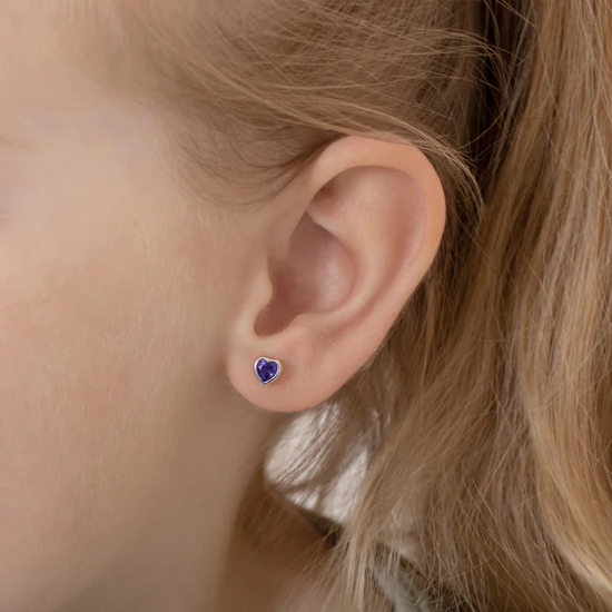 Image sur Boucles d'oreilles Coeur en argent 925 avec zircons mauves