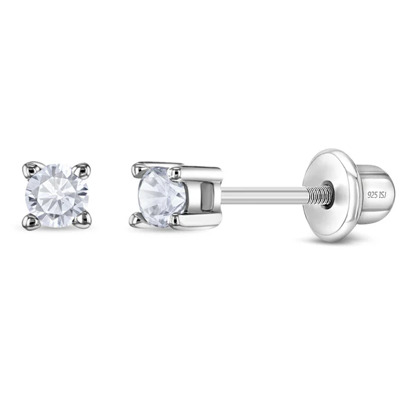 Image de Boucles d'oreilles en argent 925 avec zircons de 2mm