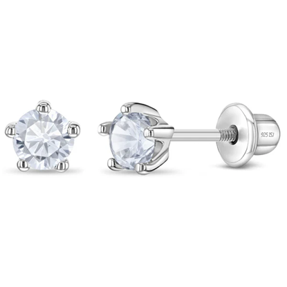 Image de Boucles d'oreilles en argent 925 avec zircons de 4mm