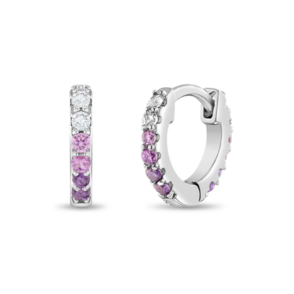 Image de Boucles d'oreilles anneaux en argent 925 avec zircons blancs et roses