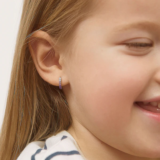 Image sur Boucles d'oreilles anneaux en argent 925 avec zircons blancs et roses