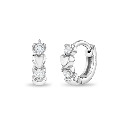 Image de Boucles d'oreilles anneaux en argent 925 à motif coeur et zircons