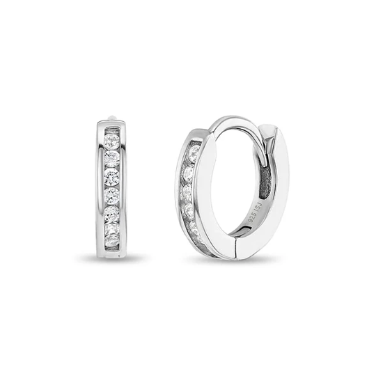 Image sur Boucles d'oreilles anneaux en argent 925 avec zircons