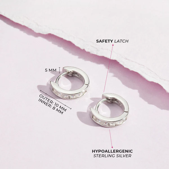 Image sur Boucles d'oreilles anneaux en argent 925 avec zircons