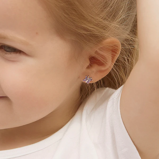 Image sur Ensemble boucles d'oreilles et collier en argent 925 avec zircons mauves