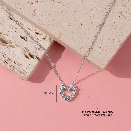 Image sur Collier Coeur en argent 925 avec zircons