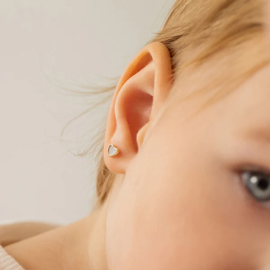 Image sur Boucles d'oreilles Coeur en or jaune 14KT avec nacre de perle