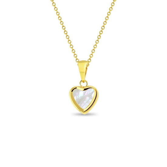 Image sur Collier Coeur en or jaune 14KT avec nacre de perle