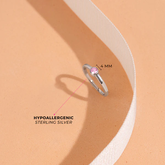 Image sur Bague en argent 925 avec zircon rose