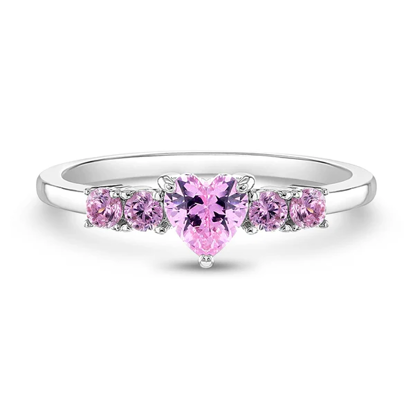 Image de Bague Coeur en argent 925 avec zircons roses