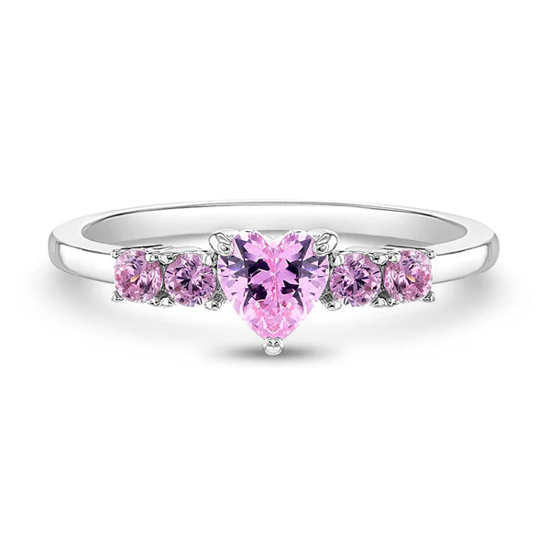 Image sur Bague Coeur en argent 925 avec zircons roses