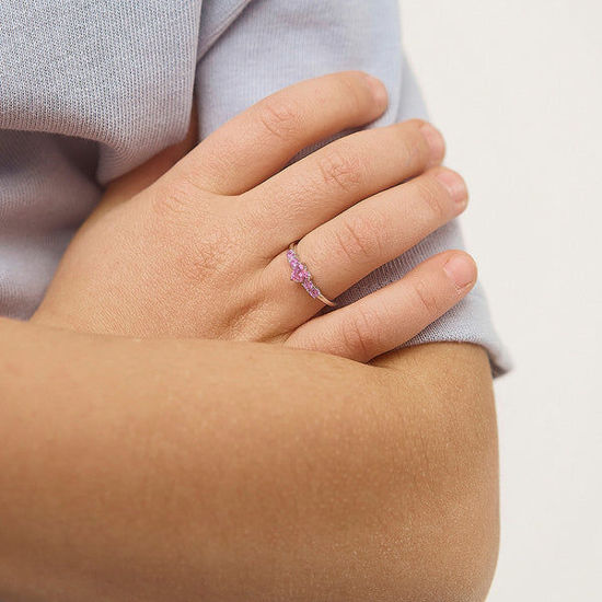 Image sur Bague Coeur en argent 925 avec zircons roses